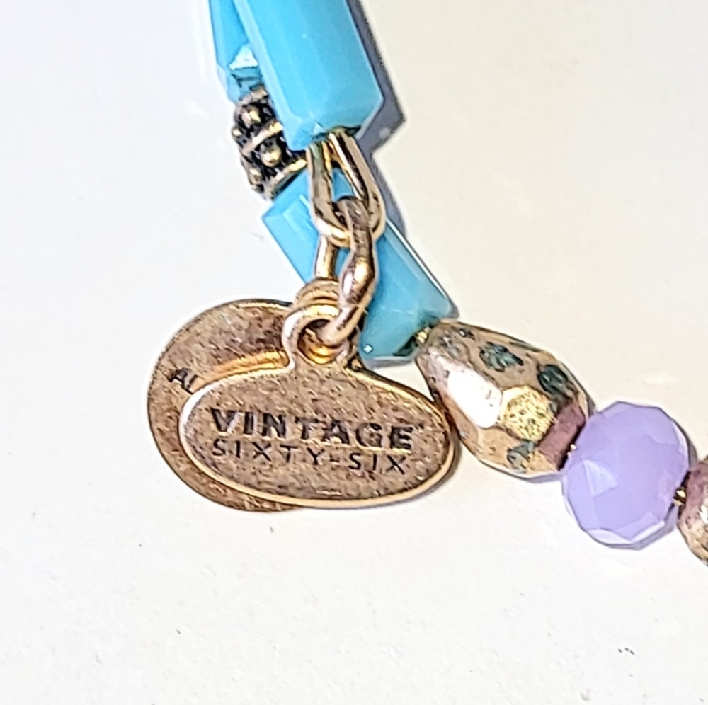 ALEX AND ANI BLUE & LAVENDER BEAD BRACELET - VINTAGE SIXTY-SIX LINE - Picture 2 of 4